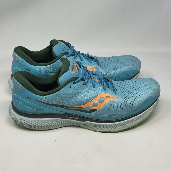 Saucony Triumph 18 Shoes Mens 12.5 Blue Mesh Lightweight Running Sneakers - Picture 1 of 16